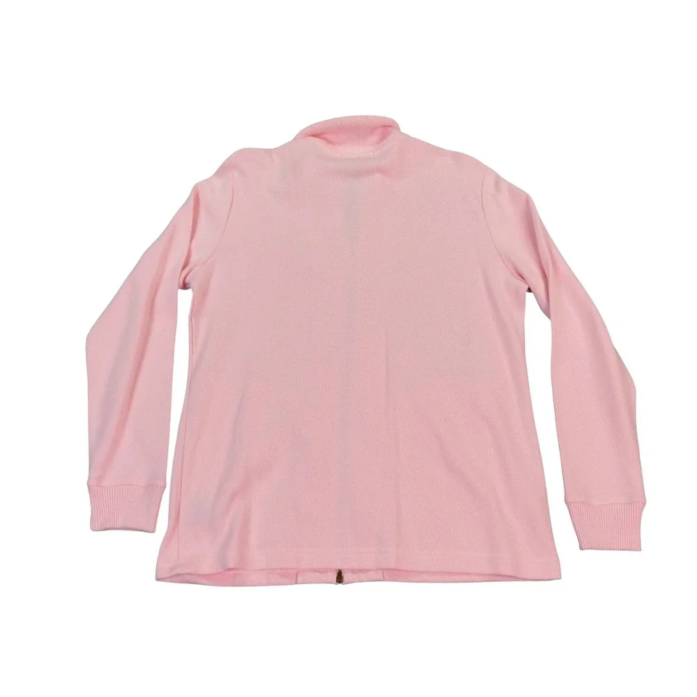 Lauren Ralph Lauren Women's Pink Zip Tennis Club Jacket Sweater L Cotton RL Logo